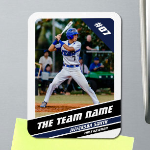Ímã Jogador de Beisebol Personalizável Branco Azul