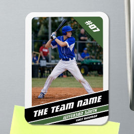 Ímã Jogador de Beisebol Personalizável Branco Verde