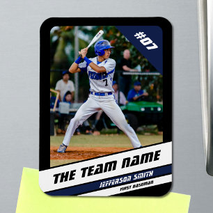 Ímã Jogador de Beisebol Personalizável Preto Azul