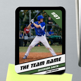 Ímã Jogador de Beisebol Personalizável Preto Verde