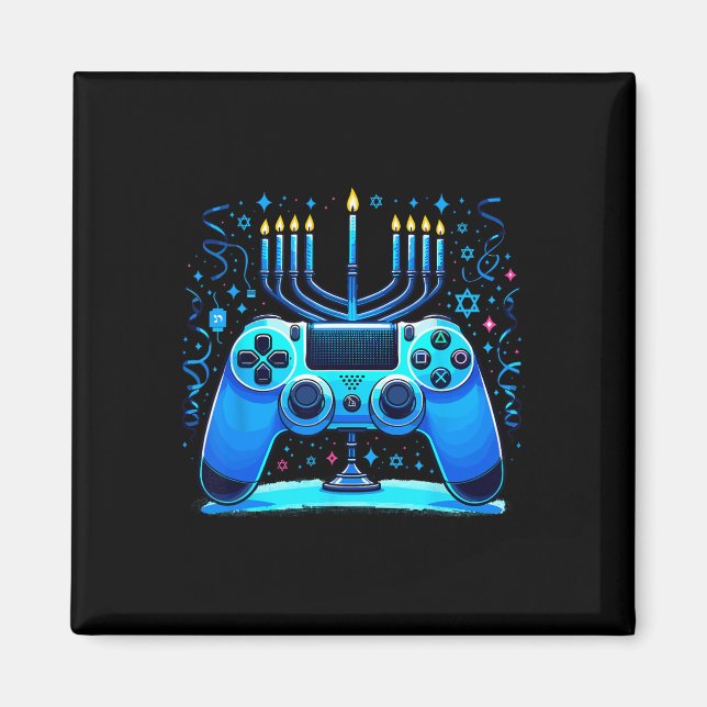 Imã Jogador de Console de Vídeo Game Judaico Hanukkah  (Frente)