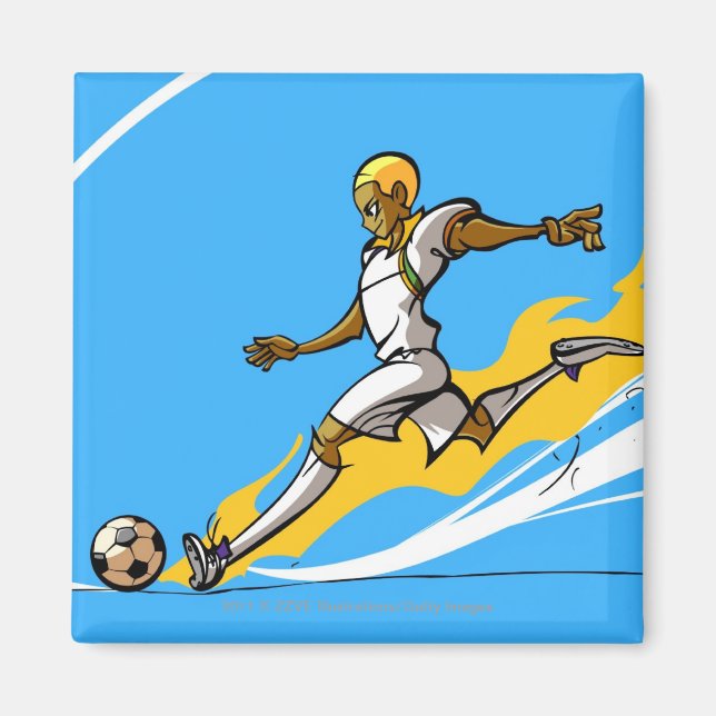 Imã Jogador de futebol chutando uma bola de futebol (Frente)