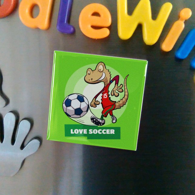 Imã Jogador de futebol do Love Soccer Cute Gecko Engra (Criador carregado)