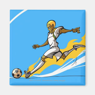 Imã Jogador de futebol que retrocede uma bola de