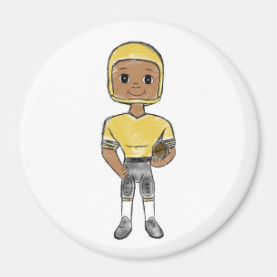 Imã jogador de futebol retrô vintage preto amarelo sim