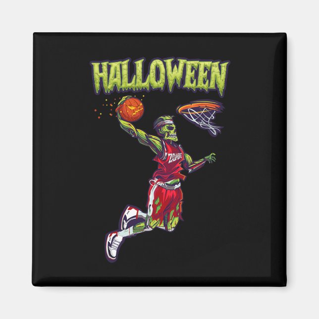 Imã Jogador de Halloween Pumpk do Jogador de Basquete  (Frente)