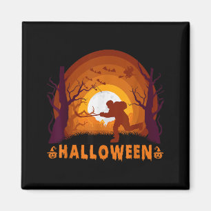 Imã Jogador de Hóquei E Silhueta Da Lua Funny Hallowee