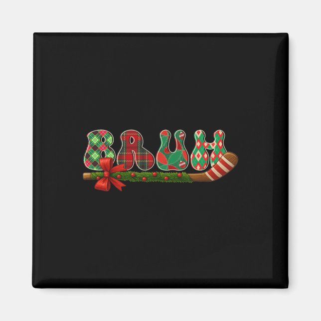 Imã Jogador de hóquei no gelo de Natal Bruh  (Frente)