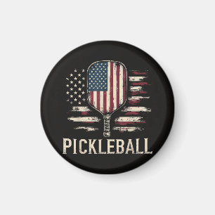 Imã Jogador de Pickleball Bandeira dos EUA Retro Paddl
