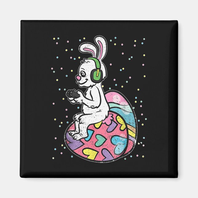 Imã Jogador De Vídeo De Coelho Da Páscoa Com Controle (Frente)