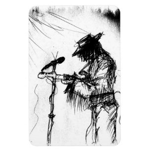 Ímã Jogador de Violão Blues e Banda ao Palco