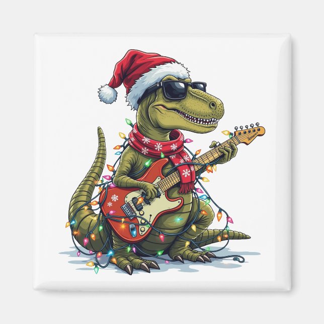 Imã Jogador de Violão Dinossauro Xmas (Frente)