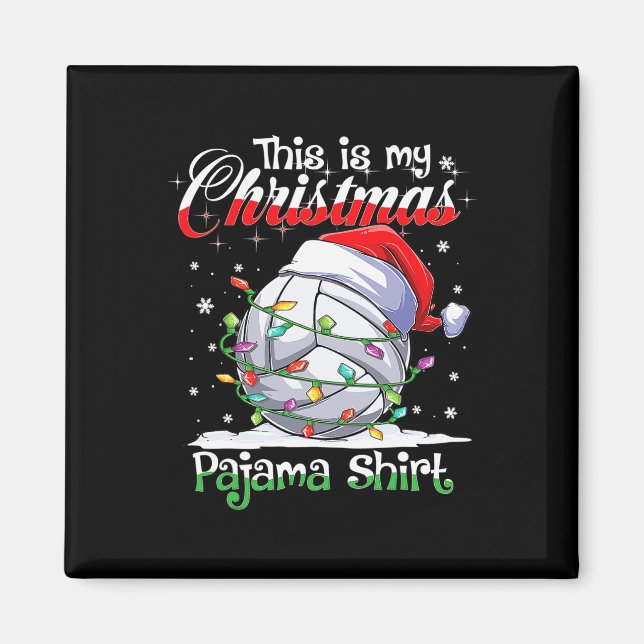 Imã Jogador de Voleibol de Natal Pajama Xmas (Frente)