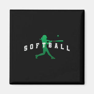 Imã Jogador do Time Verde de Softball Texto Varsity