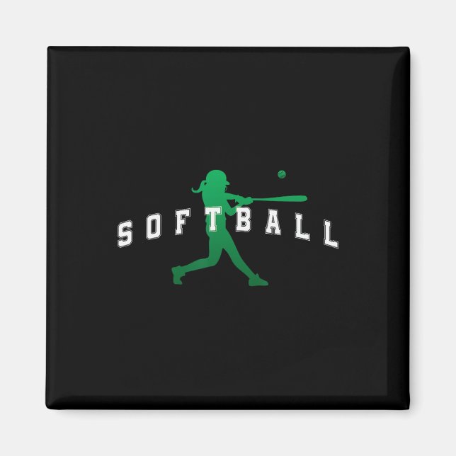 Imã Jogador do Time Verde de Softball Texto Varsity (Frente)