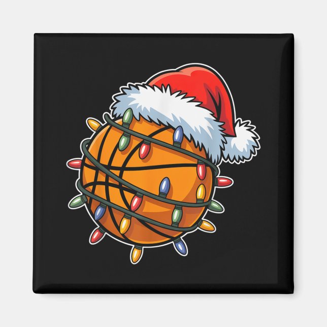 Imã Jogadores De Basquete Engraçados À Luz De Natal Pa (Frente)