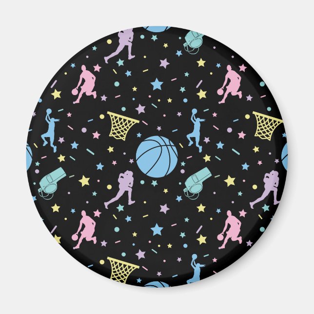 Imã Jogadores De Basquete Meninos - Padrão De Estrelas (Frente)