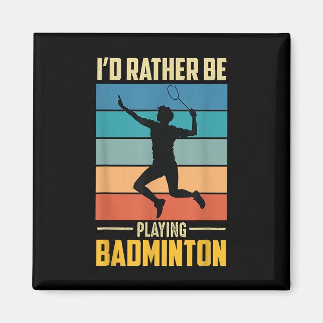 Imã Jogar Jogo de Jogador de Badminton Retro Peteca de (Frente)