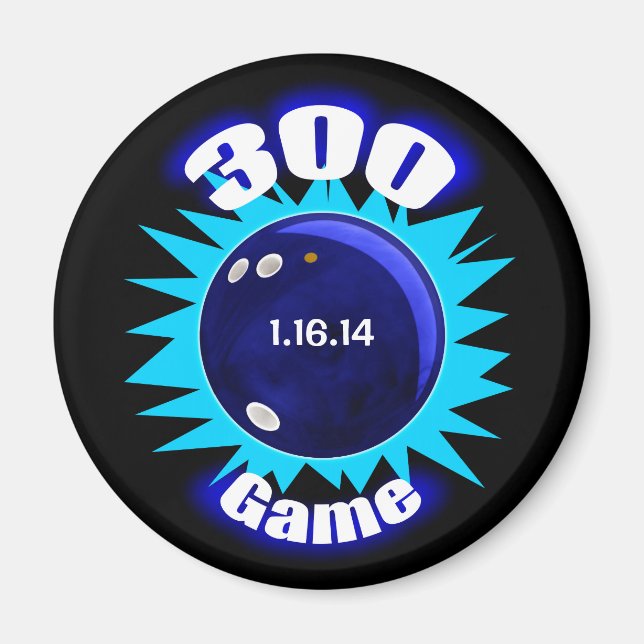 Imã Jogo de Boliches Personalizadas 300, com data, (Frente)