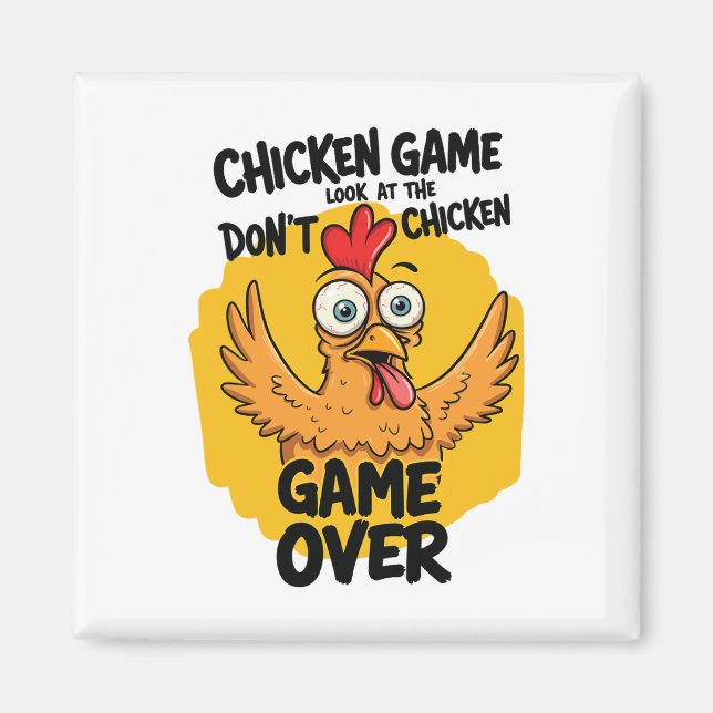 Imã Jogo de frango Não olhe para o Meme de frango engr (Frente)