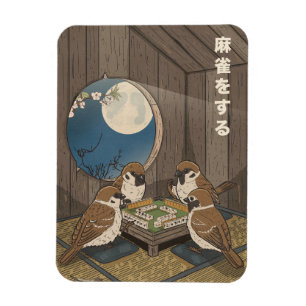 Ímã Jogo de pássaros jogando Mahjong