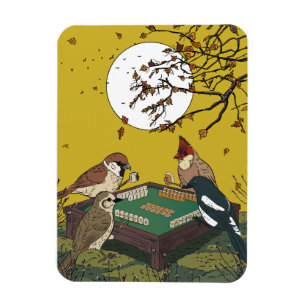 Ímã Jogo de pássaros jogando Mahjong