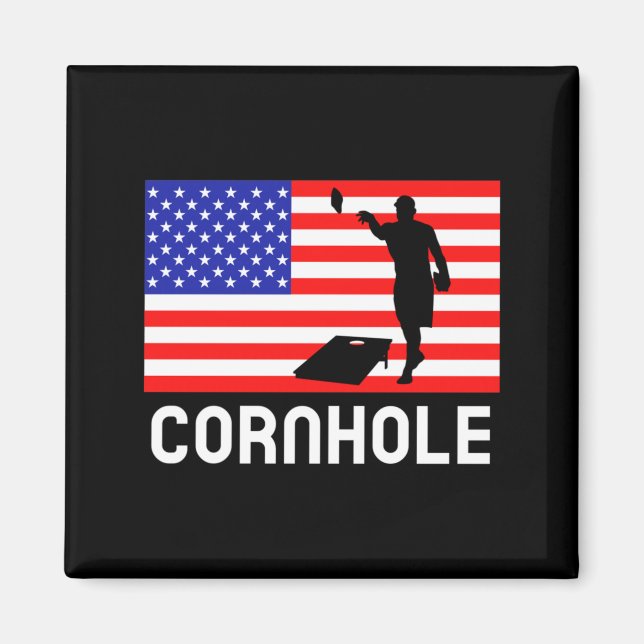 Imã Jogo de Tabuleiro Cornhole Homens Mulheres Bandeir (Frente)