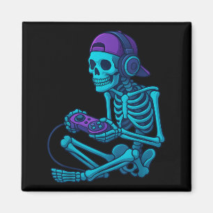 Imã Jogo de Vídeo de Esqueleto Engraçado Halloween Jog