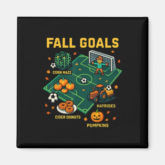 Imã Jogo de Vídeo Pixel de Outono de Futebol para Cria (Frente)