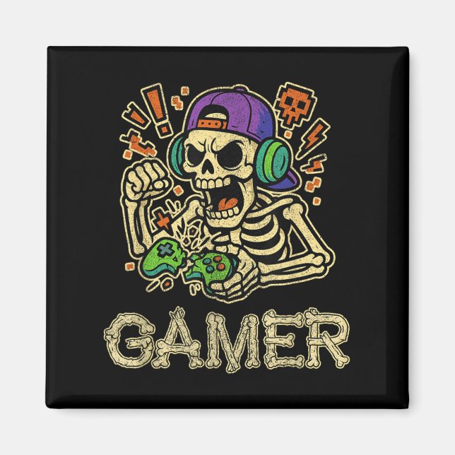 Imã Jogo Engraçado Skeleton Jovens Jovens Jovens Jogos (Frente)