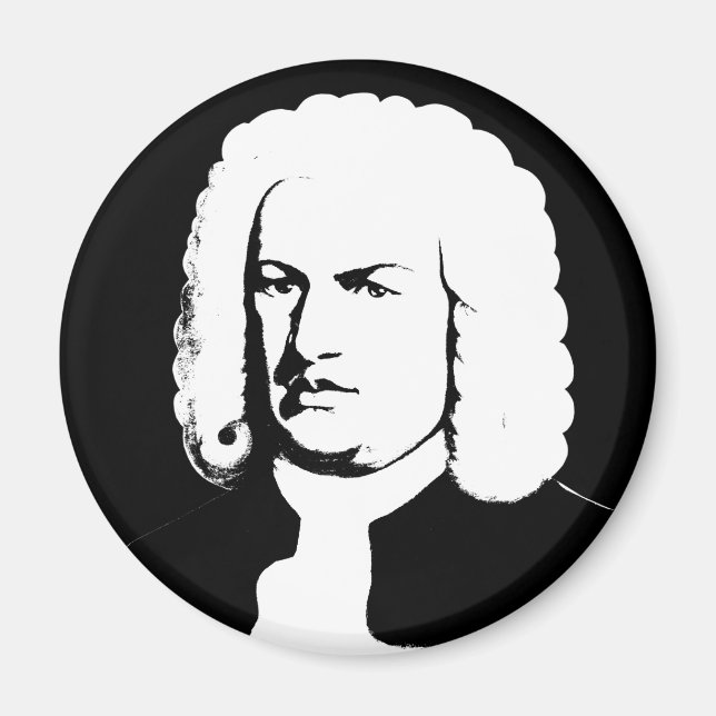 Imã Johann Sebastian Bach abstrakt em Schwarz und weiß (Frente)