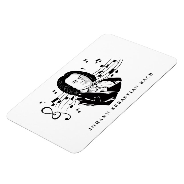 Ímã Johann Sebastian Bach Portrait e Bust com Notes (Left Side)