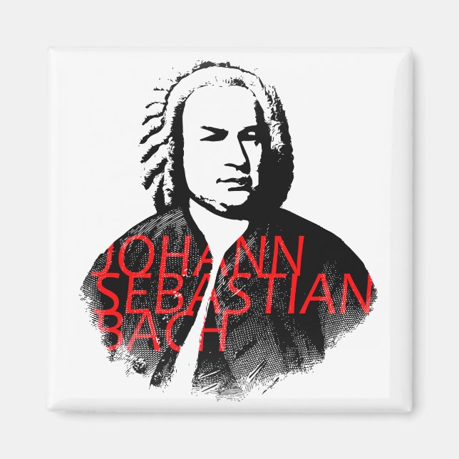 Imã Johann Sebastian Bach retrata e letras vermelhas (Frente)