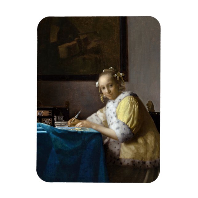 Ímã Johannes Vermeer - A Lady escrevendo uma Carta (Vertical)