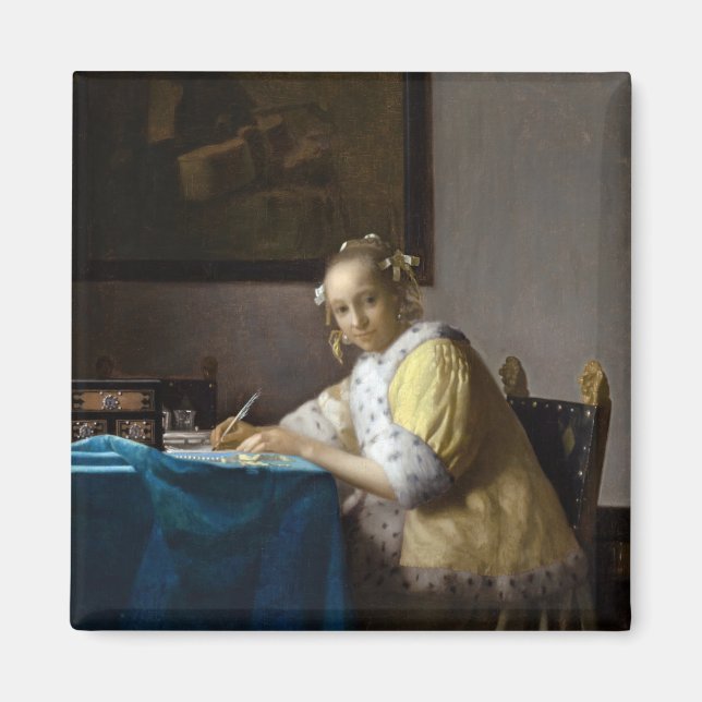 Imã Johannes Vermeer - A Lady escrevendo uma Carta (Frente)