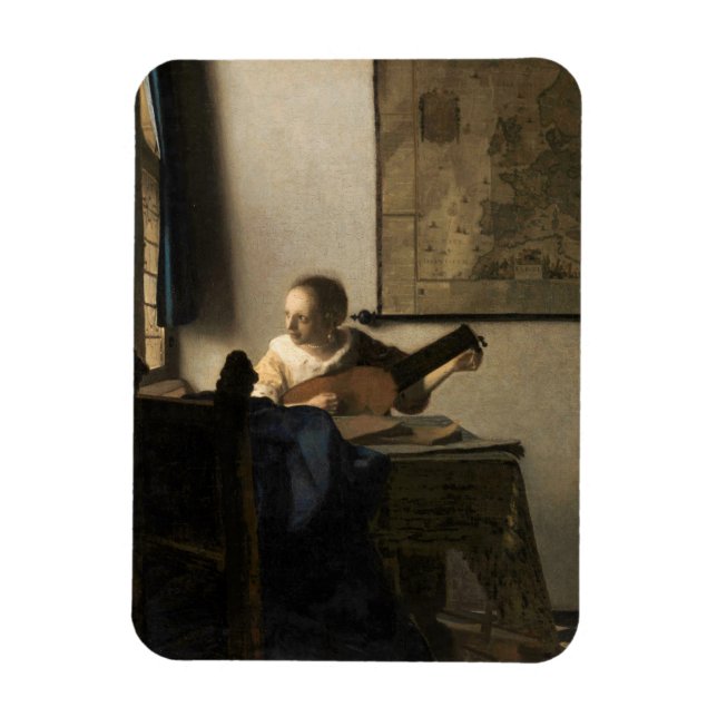 Ímã Johannes Vermeer - Jovem Mulher com Luta (Vertical)