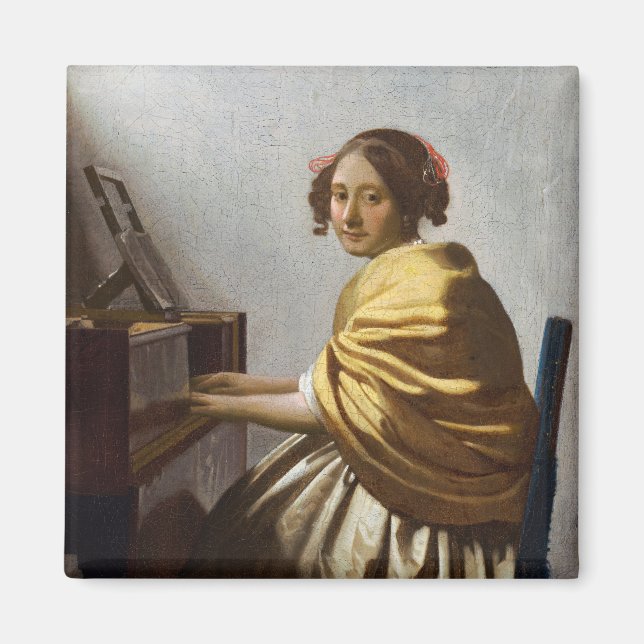 Imã Johannes Vermeer - Jovem Mulher Sentada na Virgina (Frente)