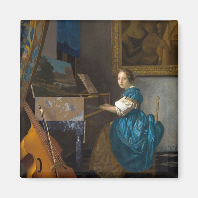 Imã Johannes Vermeer - Lady Sentada em uma Virgem (Frente)
