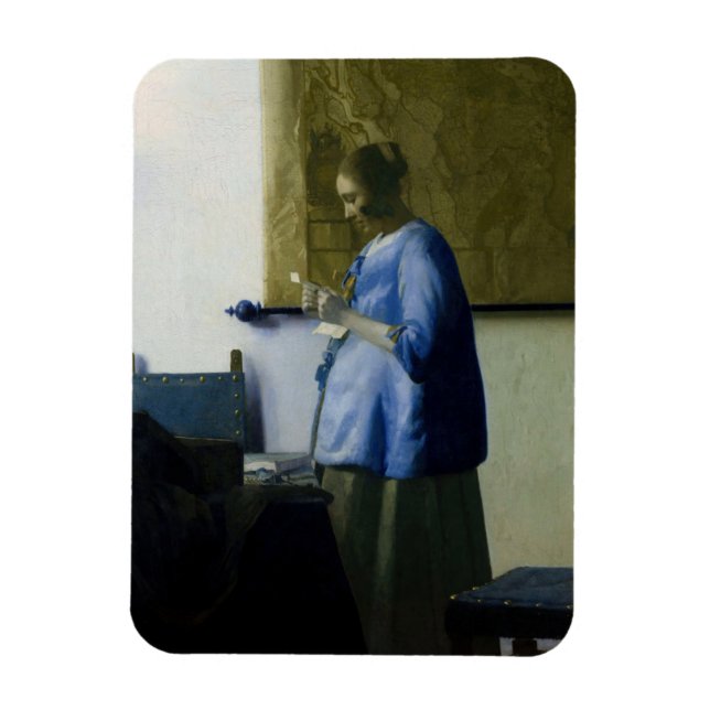 Ímã Johannes Vermeer - Mulher a azul lendo uma letra (Vertical)