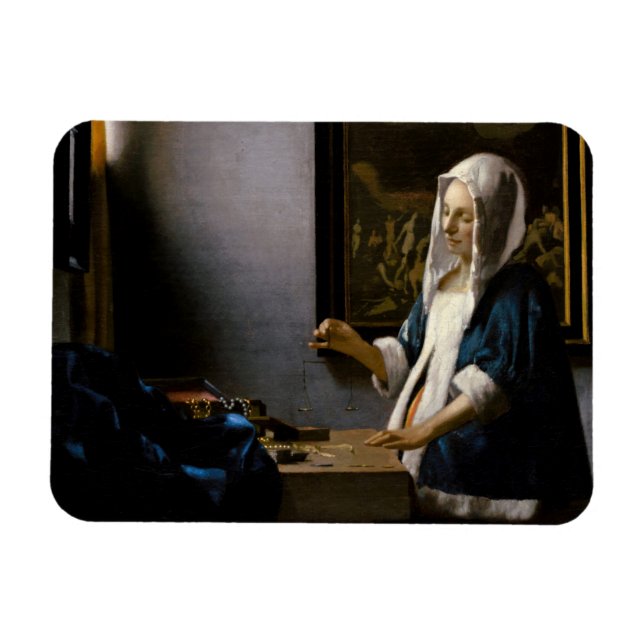 Ímã Johannes Vermeer - Mulher Equilibrando (Horizontal)