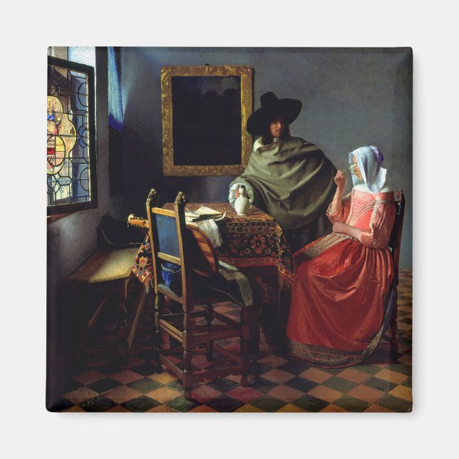 Imã Johannes Vermeer - The Glass of Wine (Frente)