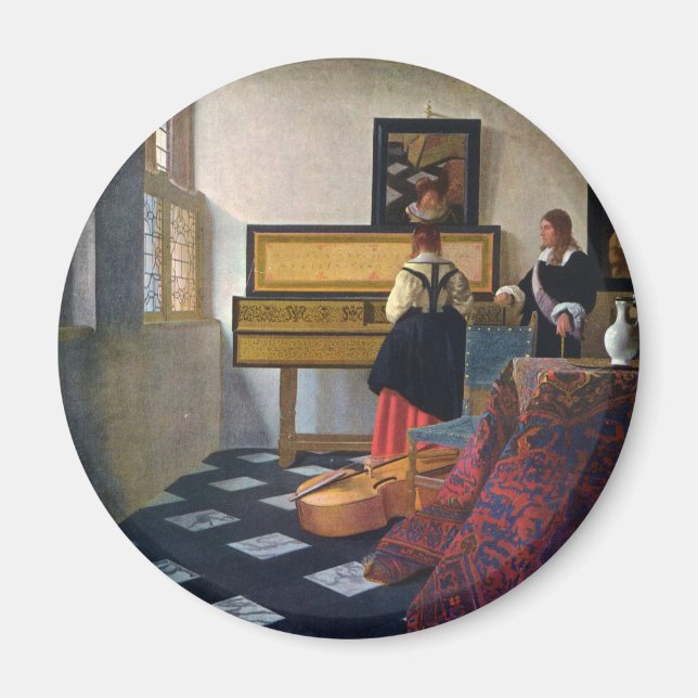 Imã Johannes Vermeer's The Music Lesson (cerca de 1663 (Frente)
