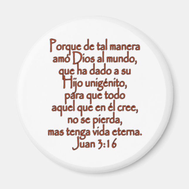Imã John 3:16 espanhol (Frente)
