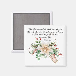 Imã John 3:16 - Feliz Escritura de Natal Floral