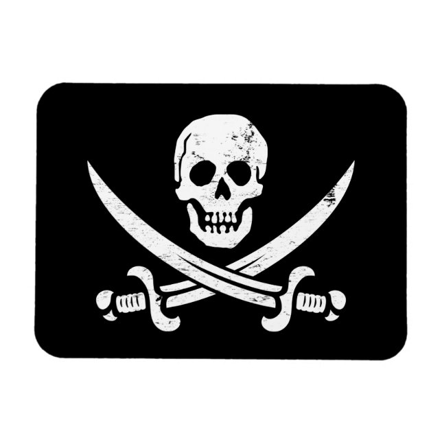 Ímã John Rackham (Calico Jack) Pirata Flag Jolly Roger (Horizontal)