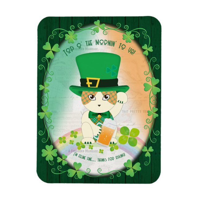 Ímã Jolly Ginger Tabby Irish Cheer (Vertical)