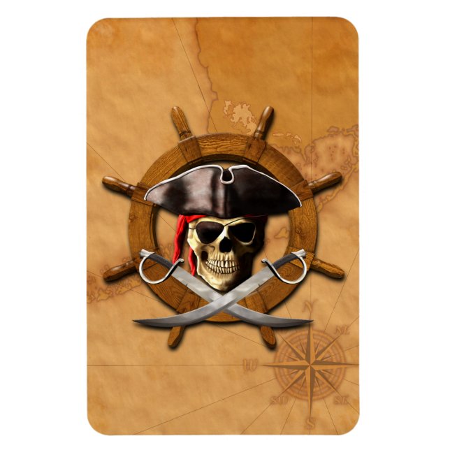 Ímã Jolly Roger Pirate Wheel (Vertical)