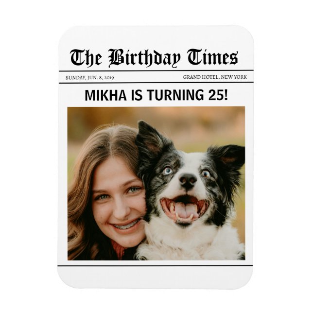 Ímã Jornal de Aniversário (Vertical)