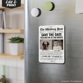 Ímã Jornal de Casamento Personalizado Salvar a Data Co