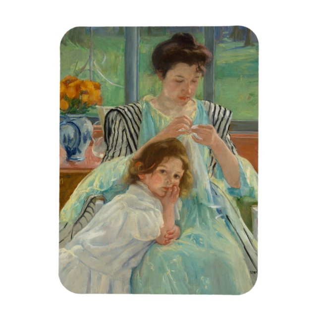 Ímã Jovem Mãe Costurando (Vertical)
